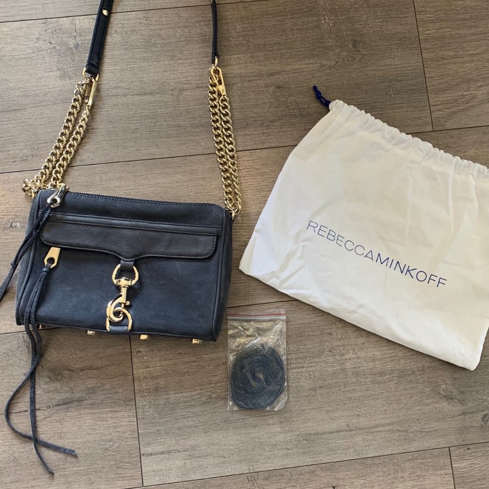 Rebecca Minkoff Mini Mac Blue Suede with Gold Hardware + Dustbag